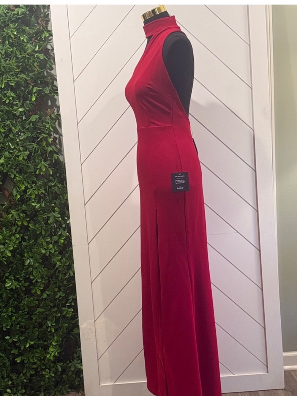 NWT- Keep It Interesting Red Asymmetrical Cutout Halter Dress - Picture 10 of 15